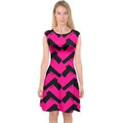 Pink Gun Capsleeve Midi Dress by boho