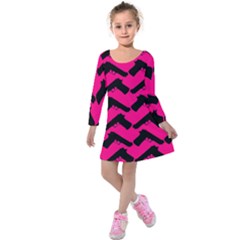 Pink Gun Kids  Long Sleeve Velvet Dress by boho