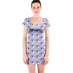 Purple Eyeballs Short Sleeve Bodycon Dress by boho