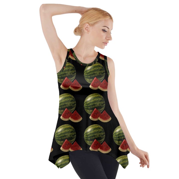 Black Watermelon Side Drop Tank Tunic