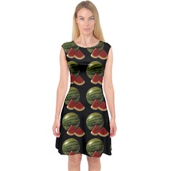 Black Watermelon Capsleeve Midi Dress by boho