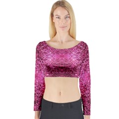 Pink Glitter Long Sleeve Crop Top