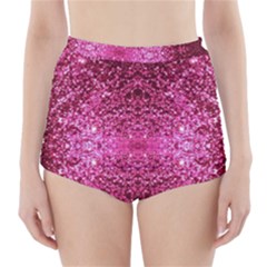 Pink Glitter High-waisted Bikini Bottoms by boho