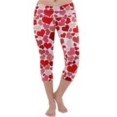 Red Hearts Capri Yoga Leggings by boho