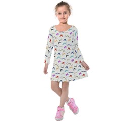 Mustaches Kids  Long Sleeve Velvet Dress by boho