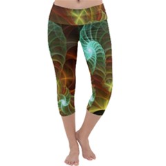 Art Shell Spirals Texture Capri Yoga Leggings by Simbadda