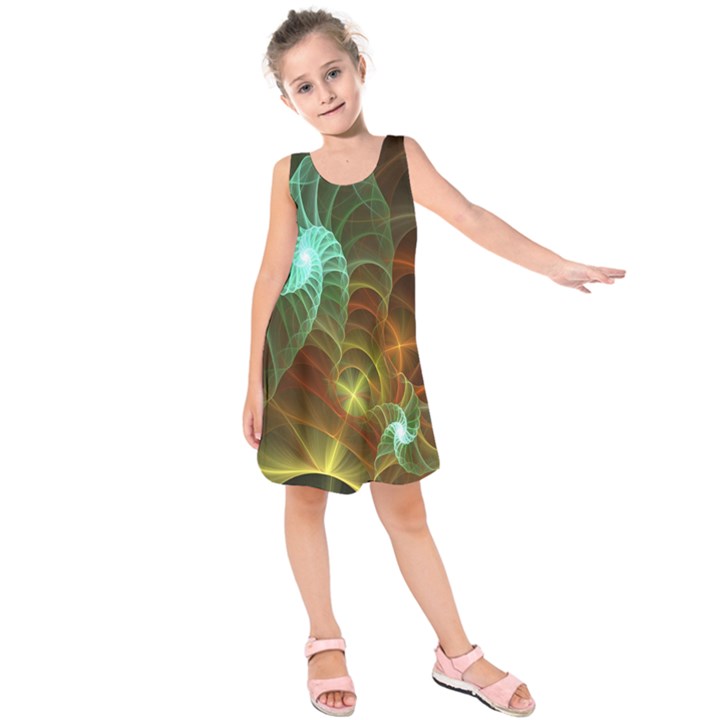 Art Shell Spirals Texture Kids  Sleeveless Dress