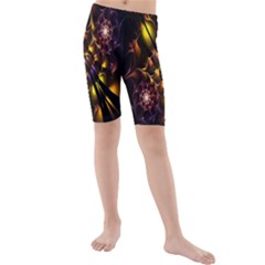 Art Design Image Oily Spirals Texture Kids  Mid Length Swim Shorts