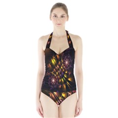 Art Design Image Oily Spirals Texture Halter Swimsuit