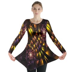 Art Design Image Oily Spirals Texture Long Sleeve Tunic  by Simbadda