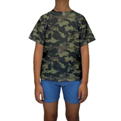 Camo Pattern Kids  Short Sleeve Swimwear by Simbadda