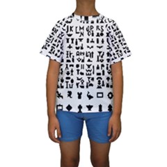 Anchor Puzzle Booklet Pages All Black Kids  Short Sleeve Swimwear