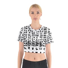 Anchor Puzzle Booklet Pages All Black Cotton Crop Top by Simbadda