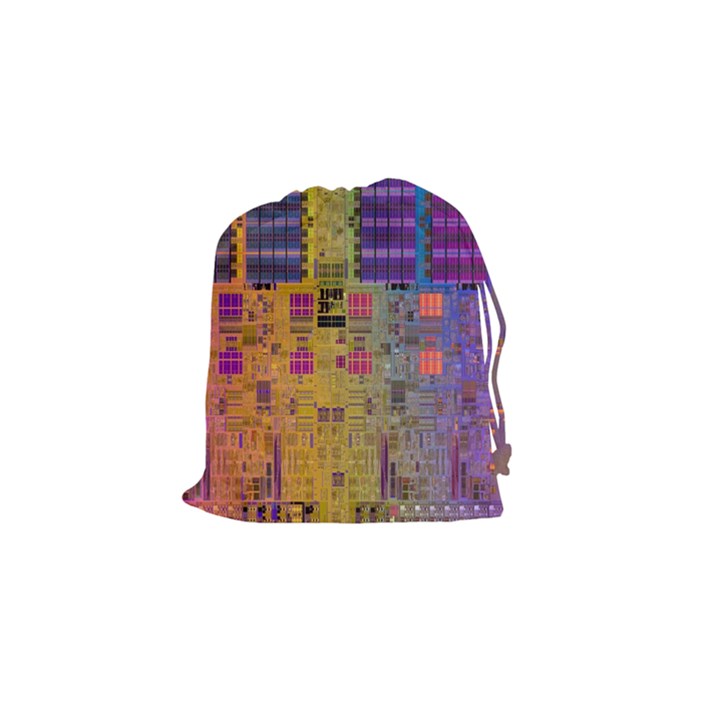 Circuit Board Pattern Lynnfield Die Drawstring Pouches (Small) 