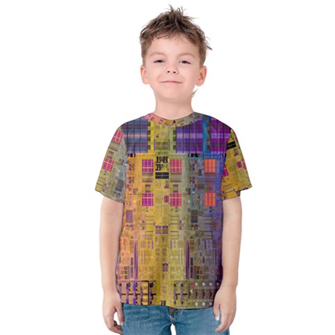 Circuit Board Pattern Lynnfield Die Kids  Cotton Tee by Simbadda