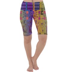 Circuit Board Pattern Lynnfield Die Cropped Leggings  by Simbadda