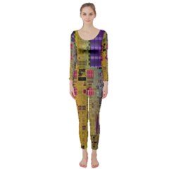 Circuit Board Pattern Lynnfield Die Long Sleeve Catsuit by Simbadda