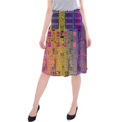 Circuit Board Pattern Lynnfield Die Midi Beach Skirt by Simbadda