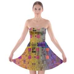 Circuit Board Pattern Lynnfield Die Strapless Bra Top Dress by Simbadda