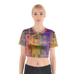 Circuit Board Pattern Lynnfield Die Cotton Crop Top by Simbadda