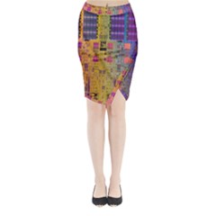 Circuit Board Pattern Lynnfield Die Midi Wrap Pencil Skirt