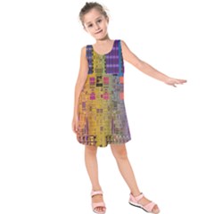 Circuit Board Pattern Lynnfield Die Kids  Sleeveless Dress by Simbadda