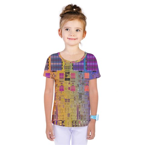 Circuit Board Pattern Lynnfield Die Kids  One Piece Tee by Simbadda