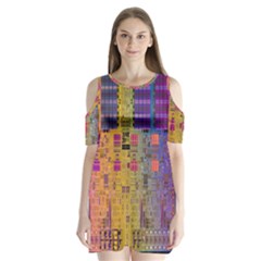 Circuit Board Pattern Lynnfield Die Shoulder Cutout Velvet  One Piece by Simbadda