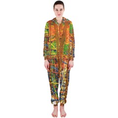 Circuit Board Pattern Hooded Jumpsuit (ladies)  by Simbadda