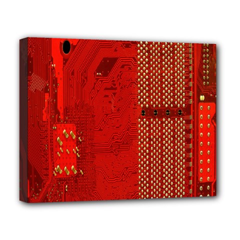 Computer Texture Red Motherboard Circuit Deluxe Canvas 20  X 16   by Simbadda