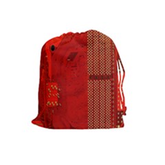 Computer Texture Red Motherboard Circuit Drawstring Pouches (large) 