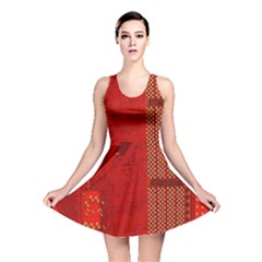 Computer Texture Red Motherboard Circuit Reversible Skater Dress by Simbadda