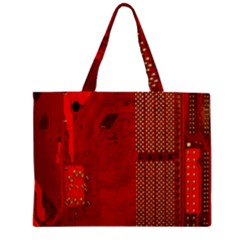 Computer Texture Red Motherboard Circuit Zipper Mini Tote Bag by Simbadda