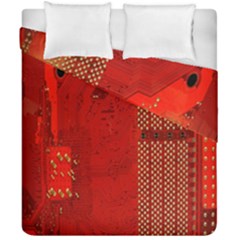 Computer Texture Red Motherboard Circuit Duvet Cover Double Side (california King Size)