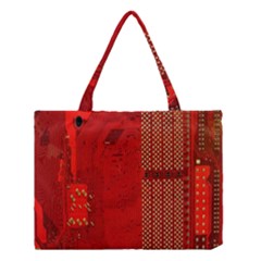 Computer Texture Red Motherboard Circuit Medium Tote Bag by Simbadda