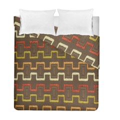 Fabric Texture Vintage Retro 70s Zig Zag Pattern Duvet Cover Double Side (full/ Double Size) by Simbadda