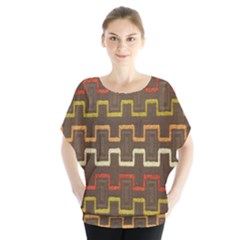 Fabric Texture Vintage Retro 70s Zig Zag Pattern Blouse