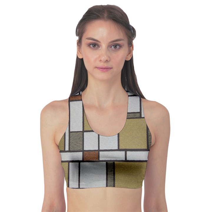 Fabric Textures Fabric Texture Vintage Blocks Rectangle Pattern Sports Bra