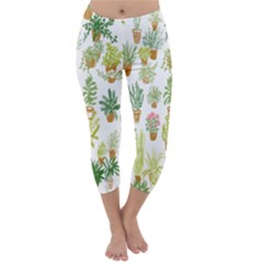 Flowers Pattern Capri Winter Leggings 