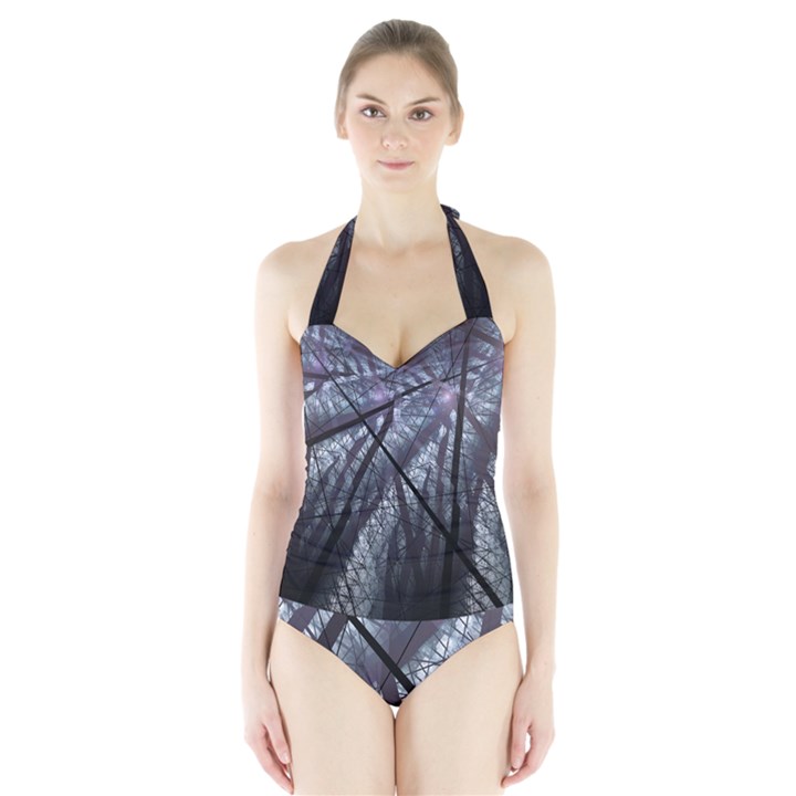 Fractal Art Picture Definition  Fractured Fractal Texture Halter Swimsuit