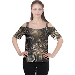 Fractal Art Texture Neuron Chaos Fracture Broken Synapse Women s Cutout Shoulder Tee