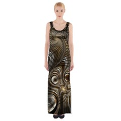 Fractal Art Texture Neuron Chaos Fracture Broken Synapse Maxi Thigh Split Dress by Simbadda