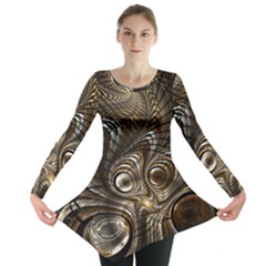 Fractal Art Texture Neuron Chaos Fracture Broken Synapse Long Sleeve Tunic  by Simbadda