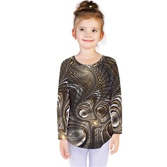 Fractal Art Texture Neuron Chaos Fracture Broken Synapse Kids  Long Sleeve Tee