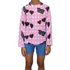 Pisunglass Tech Pink Pattern Kids  Long Sleeve Swimwear