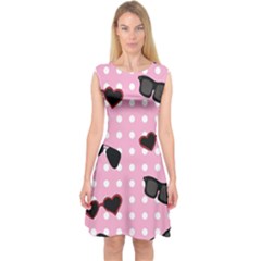 Pisunglass Tech Pink Pattern Capsleeve Midi Dress