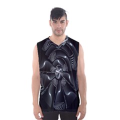 Fractal Disk Texture Black White Spiral Circle Abstract Tech Technologic Men s Basketball Tank Top