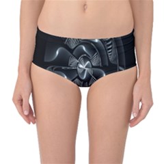 Fractal Disk Texture Black White Spiral Circle Abstract Tech Technologic Mid-waist Bikini Bottoms