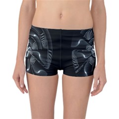 Fractal Disk Texture Black White Spiral Circle Abstract Tech Technologic Reversible Bikini Bottoms