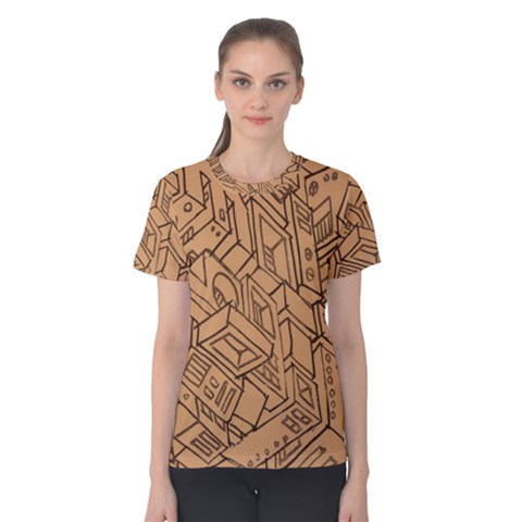 Mechanical Tech Pattern Women s Cotton Tee by Simbadda